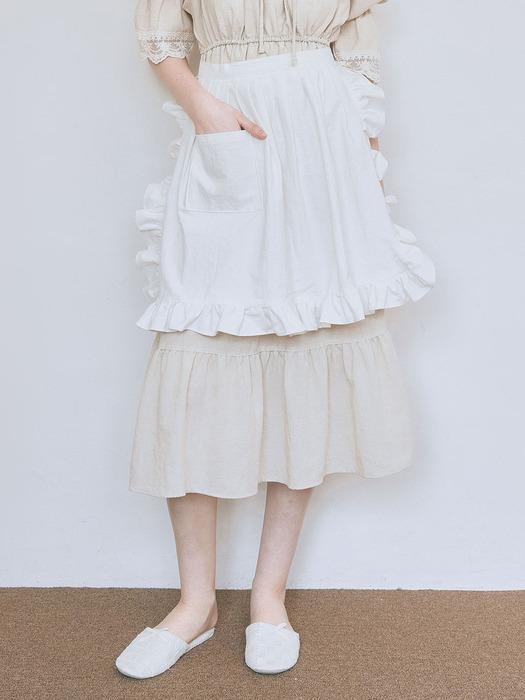 LUNALUZ STUDIO Lunaluz Half-Wrap Apron Waist Skirt Ivory_free