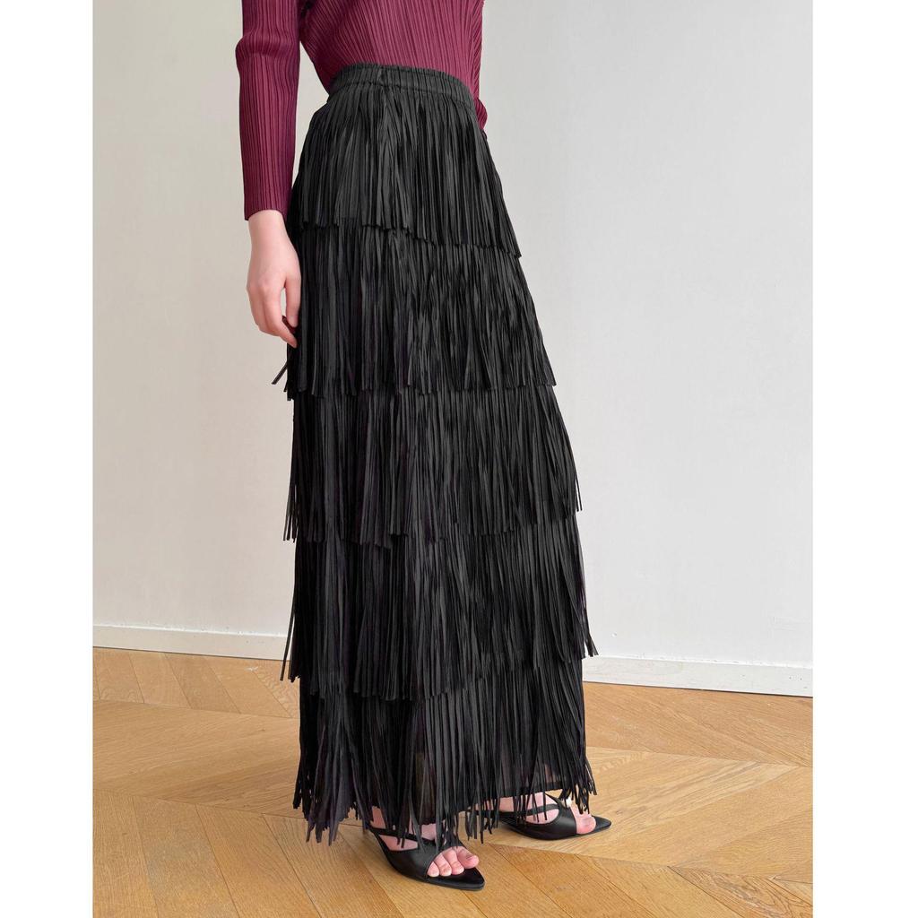 Miyake-Style High-End Pleated Tassel Skirt: Versatile Summer Street Style
