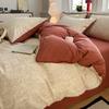 Sleep grid minimalist Nordic style cotton brushed shell edge series four piece set