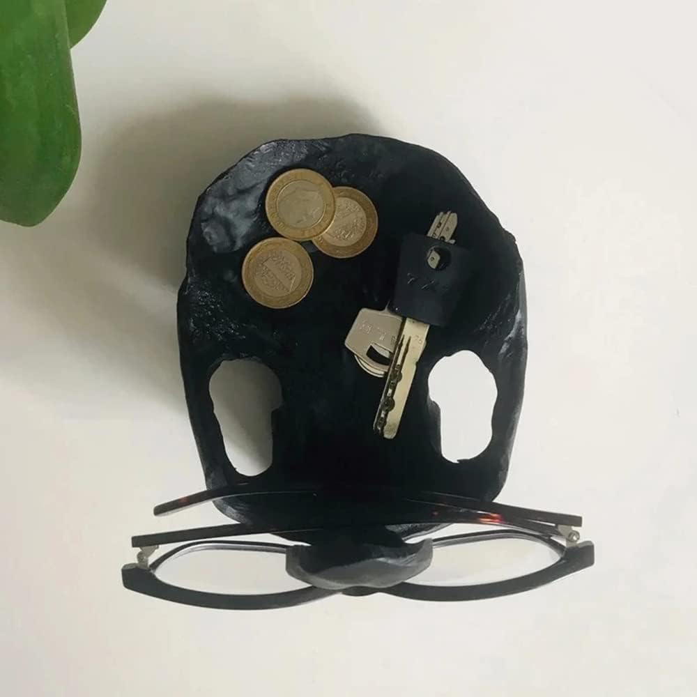 Skull Glasses Stand Holder, Creative Eyeglasses Holder, Resin Statue Ornament, Sunglasses Spectacle Display Rack for Home, Office, Desk, Nightstand