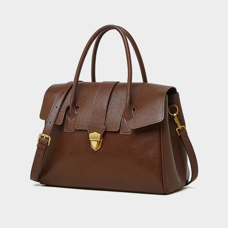 Hifashion Vintage Cow Genuine Leather Large Tote Handbags For Women 2026 Luxury Designer Office Satchel Shoulder Crossbody Bags