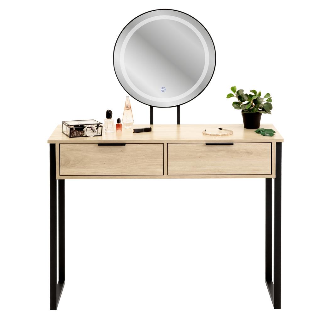 Loft Cosmetic Dressing Table With Led Makeup Mirror And Drawer Lighting