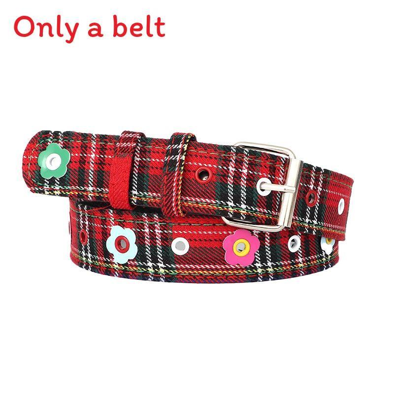 Fashionable Decoration Flower Checkered Pattern Women Wide Waistband For Daily