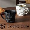 Ceramic Couple Water Cup Personalized Coffee Design Light Luxury High Aesthetic Value Office and Home Mug