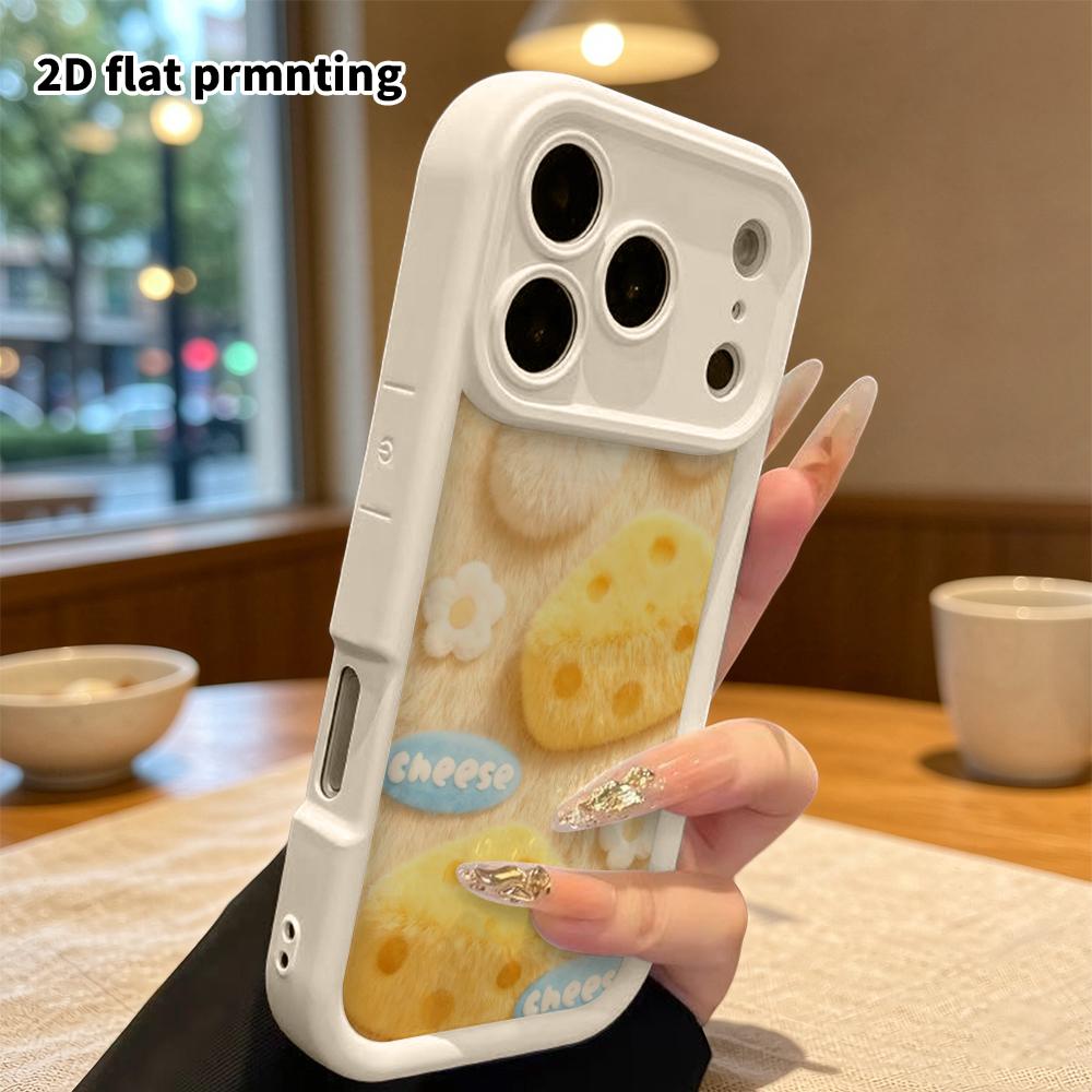 Phone Case: 2D flat design suitable for iPhone 18 17 16 15 14 13 Pro protective case, cheese, perfect Christmas and Halloween holiday gift
