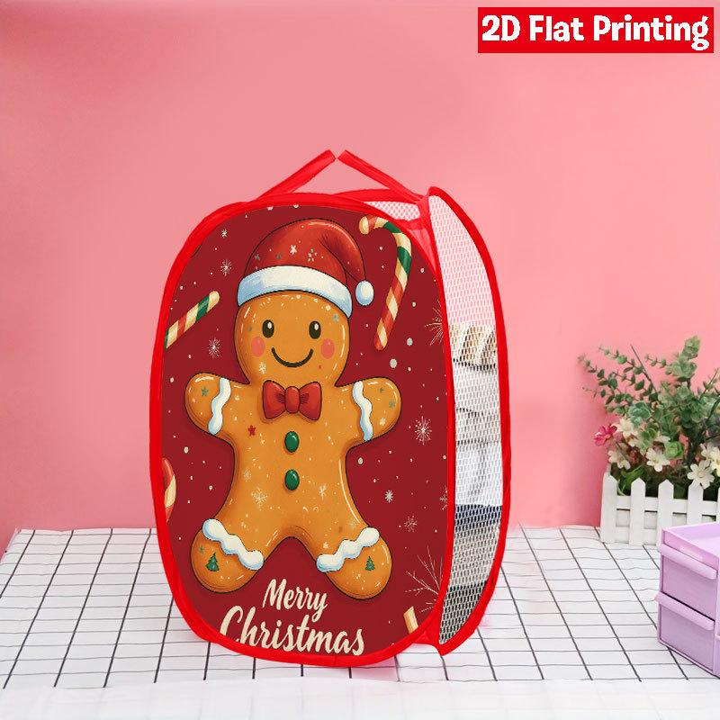 1Pcs Christmas Faceless Gnome Pop-Up Laundry Hamper Expandable Mesh Hamper Basket for Room Bedroom Bathroom Organization Contemporary Storage