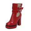 Women's high-heeled short boots sexy European and American style waterproof table thick-heeled large-size Roman boots