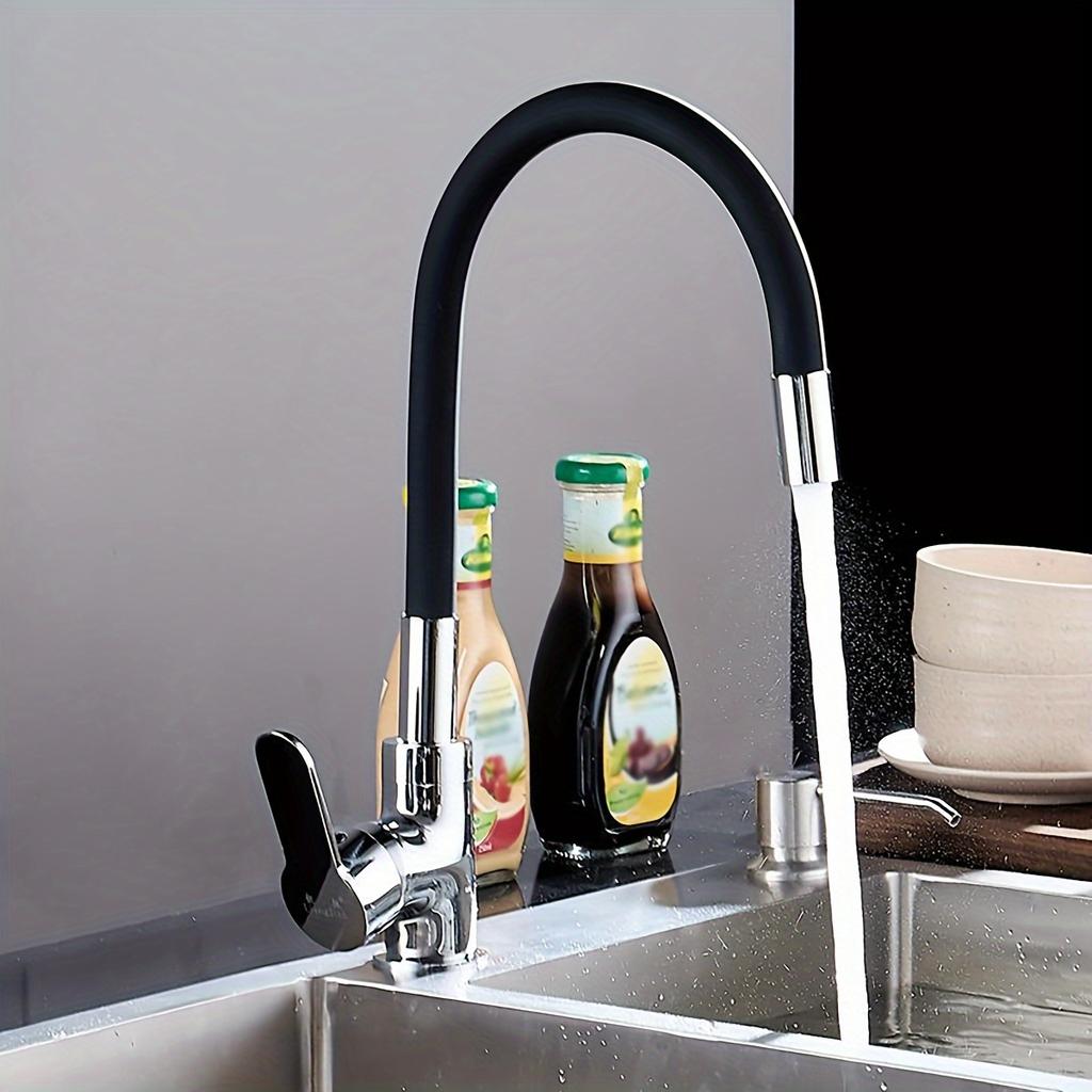 Modern Stainless Steel Kitchen Faucet with 360° Silicone Spray Head, High Pressure Dual Spray Modes, Hot/Cold Mixer Tap,