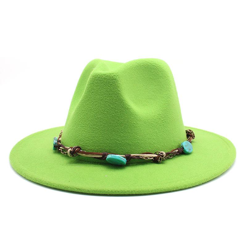 Emerald Western Region Style Top Hat Resin Accessories Jazz Hat Woolen Felt Hat