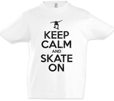 Keep Calm And Skate On Kids Boys T-Shirt Fun Skate Sk8 Or Die Skaters-