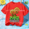 Mode Street Style 3-12J Sommer Rundhals T-Shirt für Jungen Mädchen Lässig Tägliche Kleidung Plants Vs Zombies Niedlich Kawaii Cartoon