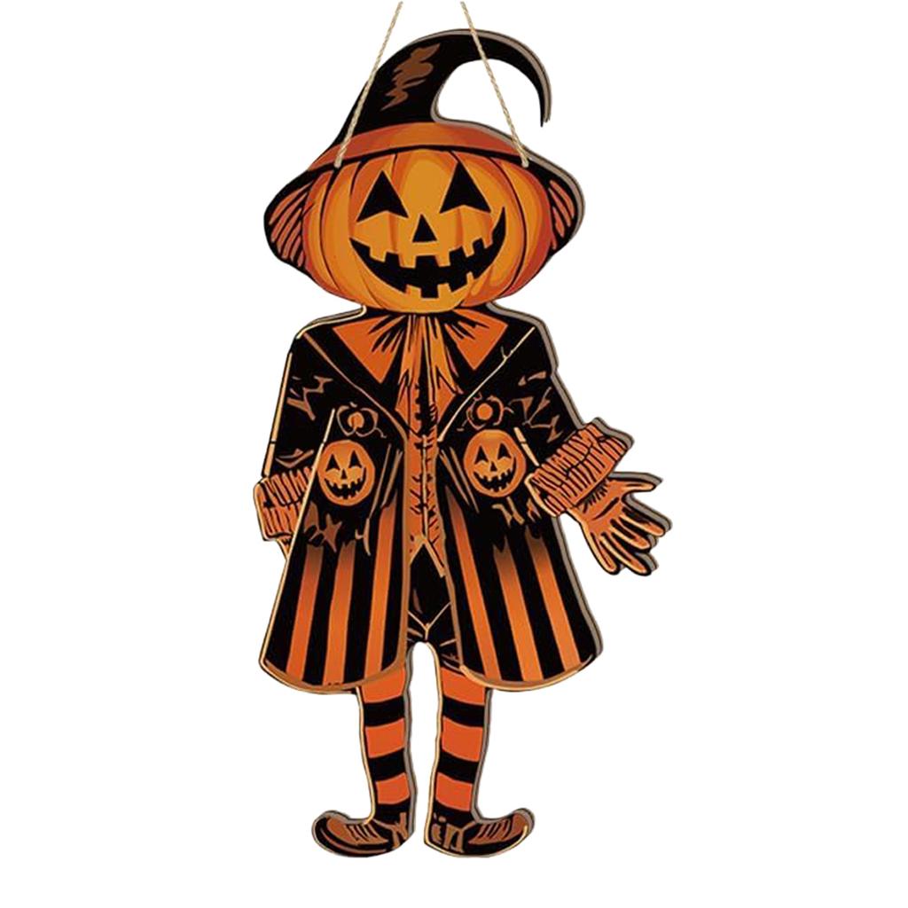 Vintage Halloween Decorative Door Sign 23.6 Inch Retro Halloween Party Wall Door Hanging Horror Pumpkin Style Sign