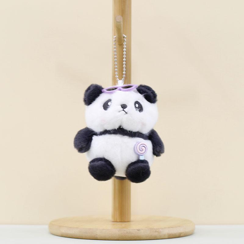 

Lovable Plush Panda Keychain Short Fur Stuffed Toy With Stylish Sunglasses фіолетовий