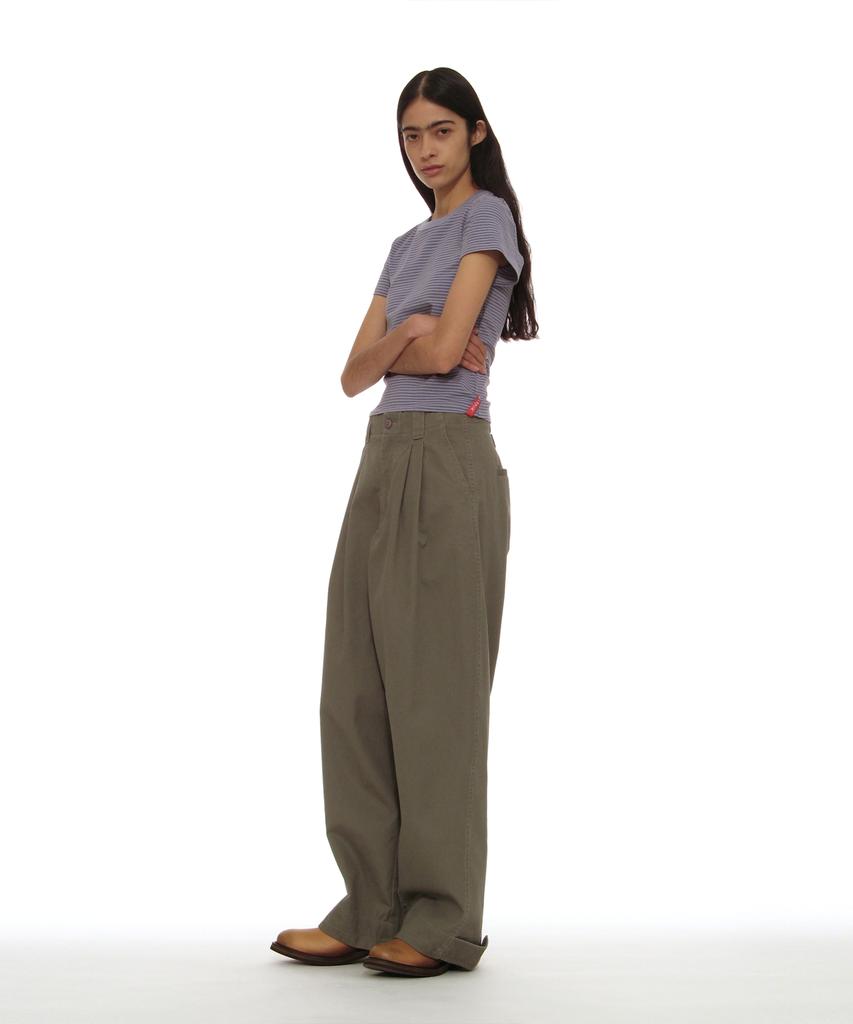 PARTIMENTO WOMEN Detachable Layered Chino Skirt Pants_Warm Gray