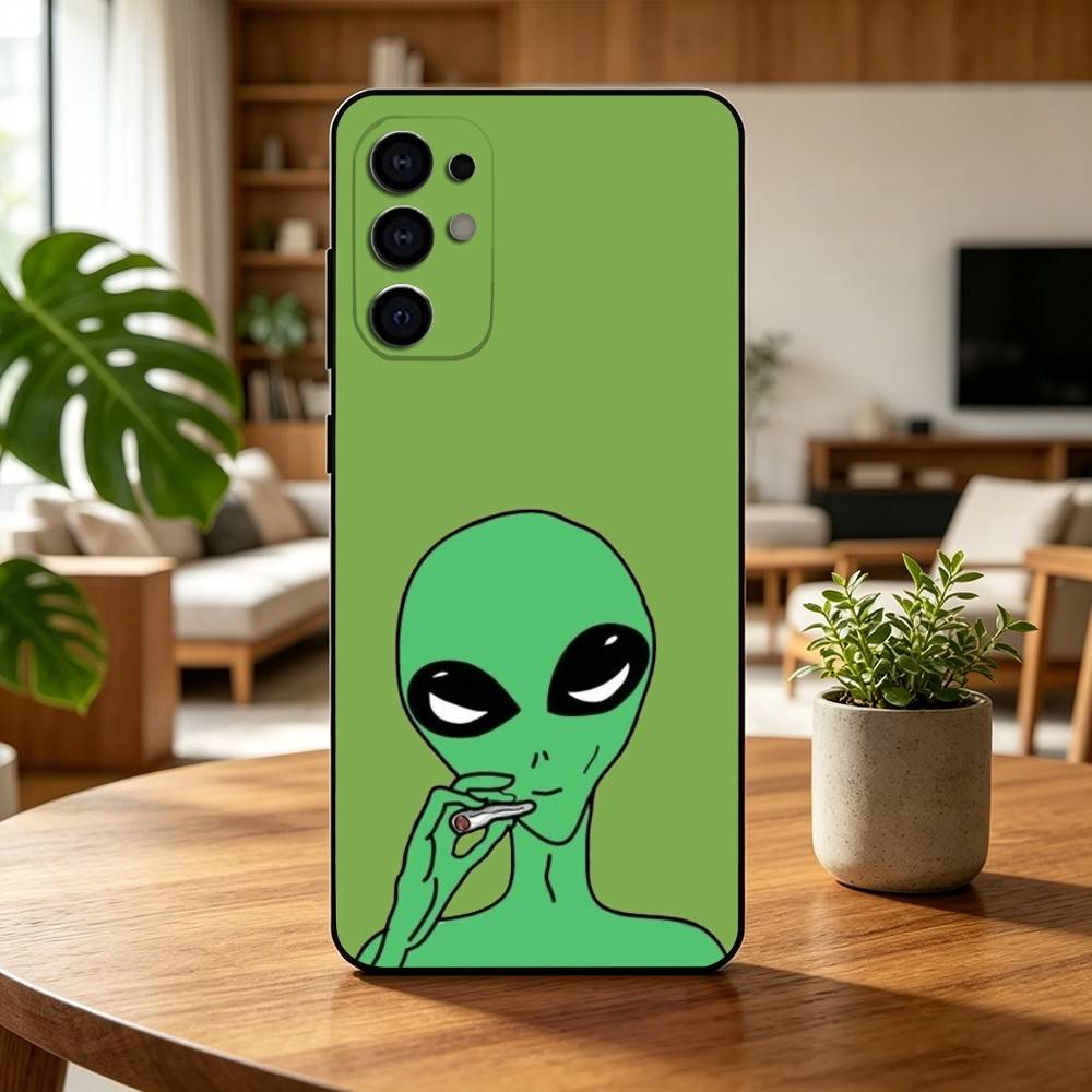 Funny Space UFO A-alien T-thing Phone Case For Samsung S25,S24,S21,S22,S23,S30,Ultra,S20,Plus,Fe,Soft Silicone Black Cover