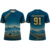 Kazachska Koszulka Piłkarska z Nadrukiem w Stylu Etnicznym Letnia Oddychająca Szybkoschnąca Koszulka Piłkarska Unisex Casualowy Top