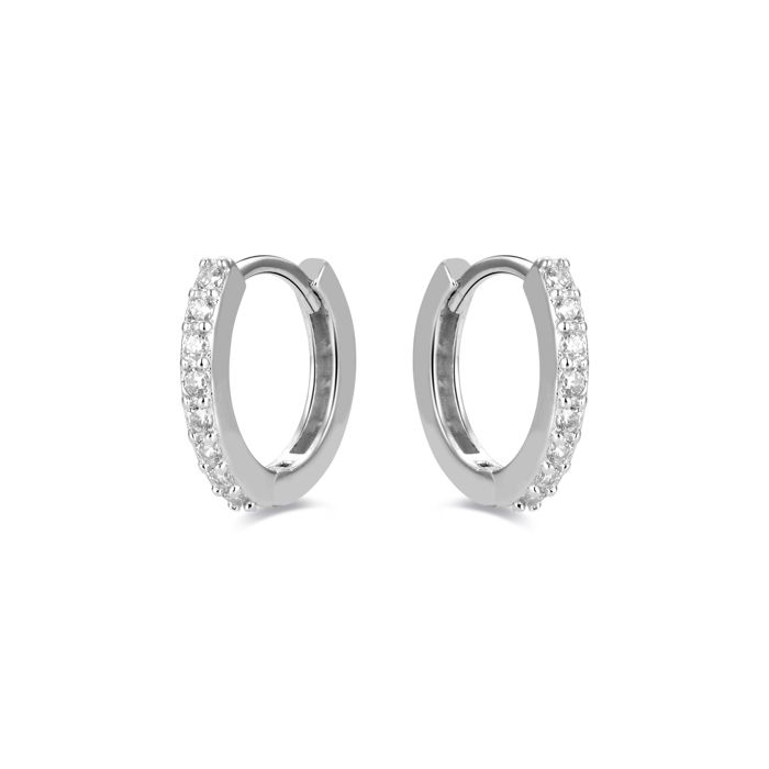Boucles D'oreilles - Valaries - Argent 925 - Rhodié - Zircone - Taille Brillantante