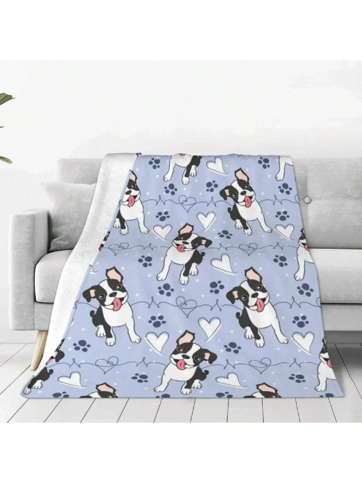 

Love Boston Terrier Blanket Animal Travel Flannel Throw Blanket Super Soft Living Room Bedspread Gift 75X95CM сірий колір