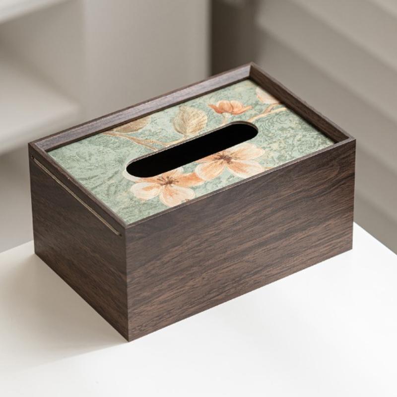 Caixa de Lenços de Madeira de Nogueira Preta Premium - Elegante Porta-Papel Toalha de Mesa, Caixa de Guardanapos Multiuso para Uso em Hotéis e Residências