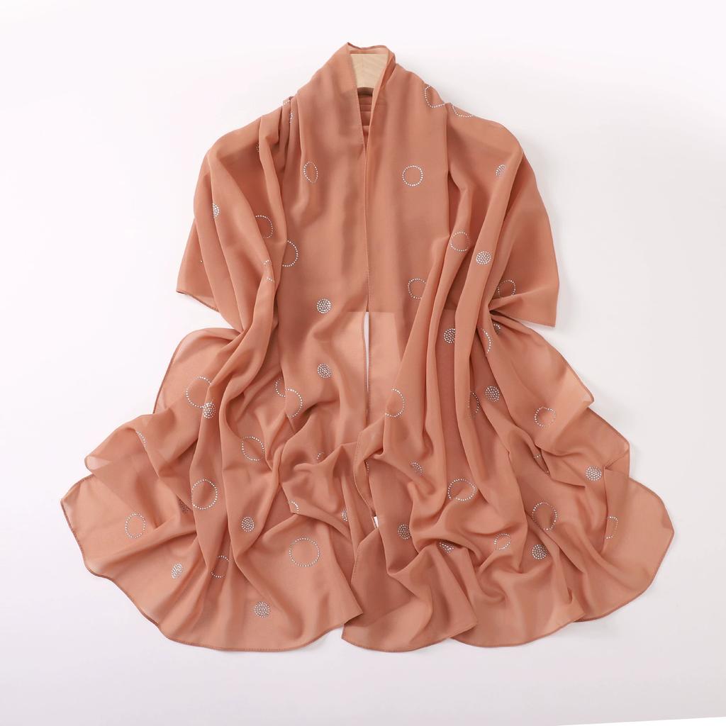 Diamond Pearl Chiffon Hijabs For Women Muslim Fashion Long Shawl Head Wrap For Women Turbans For Women Ramadan Turban Femme