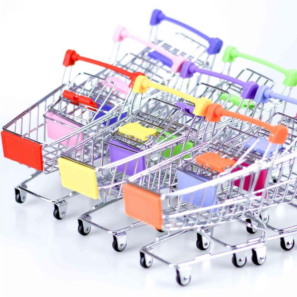Supermarket Handcart Trolley Dollhouse Furniture Supermarket Shopping Basket Dollhouse Accessories
