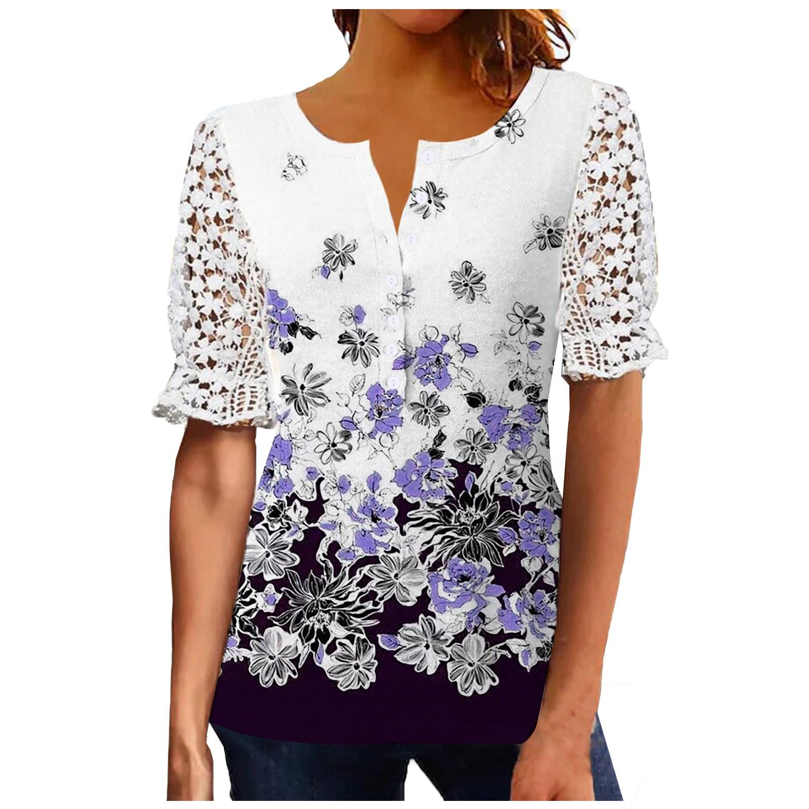 

Женские наряды, летняя повседневная пляжная накидка, свободная шифоновая короткая рубашка с градиентом, туника с скрытым животом, топы L фиолетовый