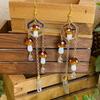 Bohemia Handmade Alloy Mushroom Drop Earrings With Transparent Crystal For Summer Style