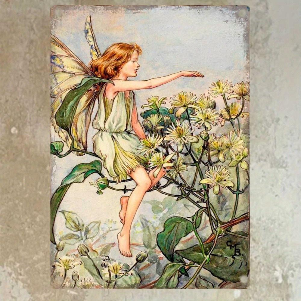 Vintage Metal Tin Sign Bird Feeding Chicks on Flowers Florist Decor For Living Room 20x30cm