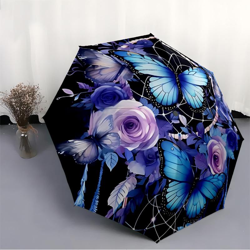 1pc Butterfly Dreamcatcher Automatic Open/Close Umbrella with Folding Feature Compact Travel Umbrella, Lightweight Design, for Commuting, Business140