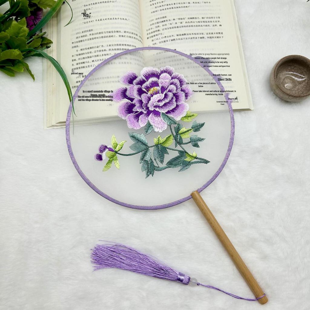 Ancient Style Single-Sided Suzhou Embroidery Dance Fan