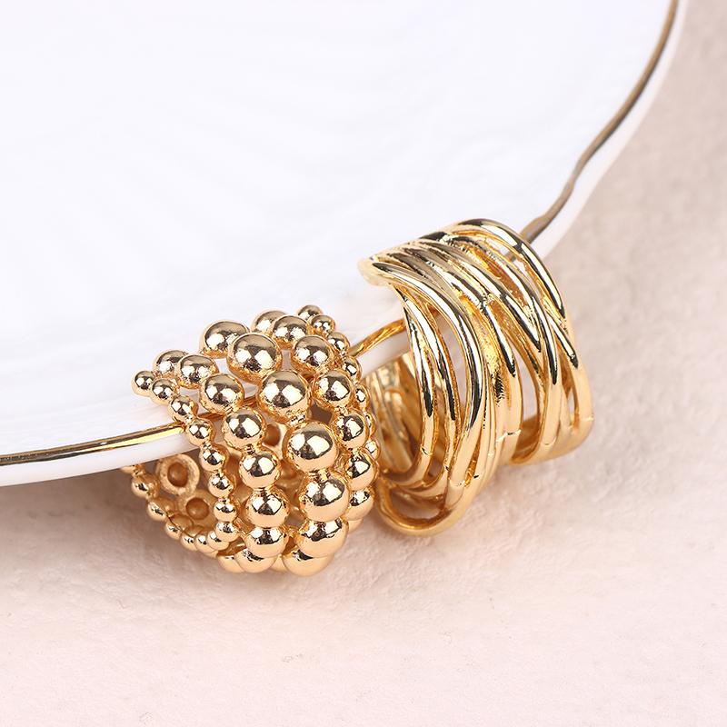 Exaggerated Wide Clip-On Earrings Set For Women Simple Metal Earring Daily Wear Vacation Jewelry Gift