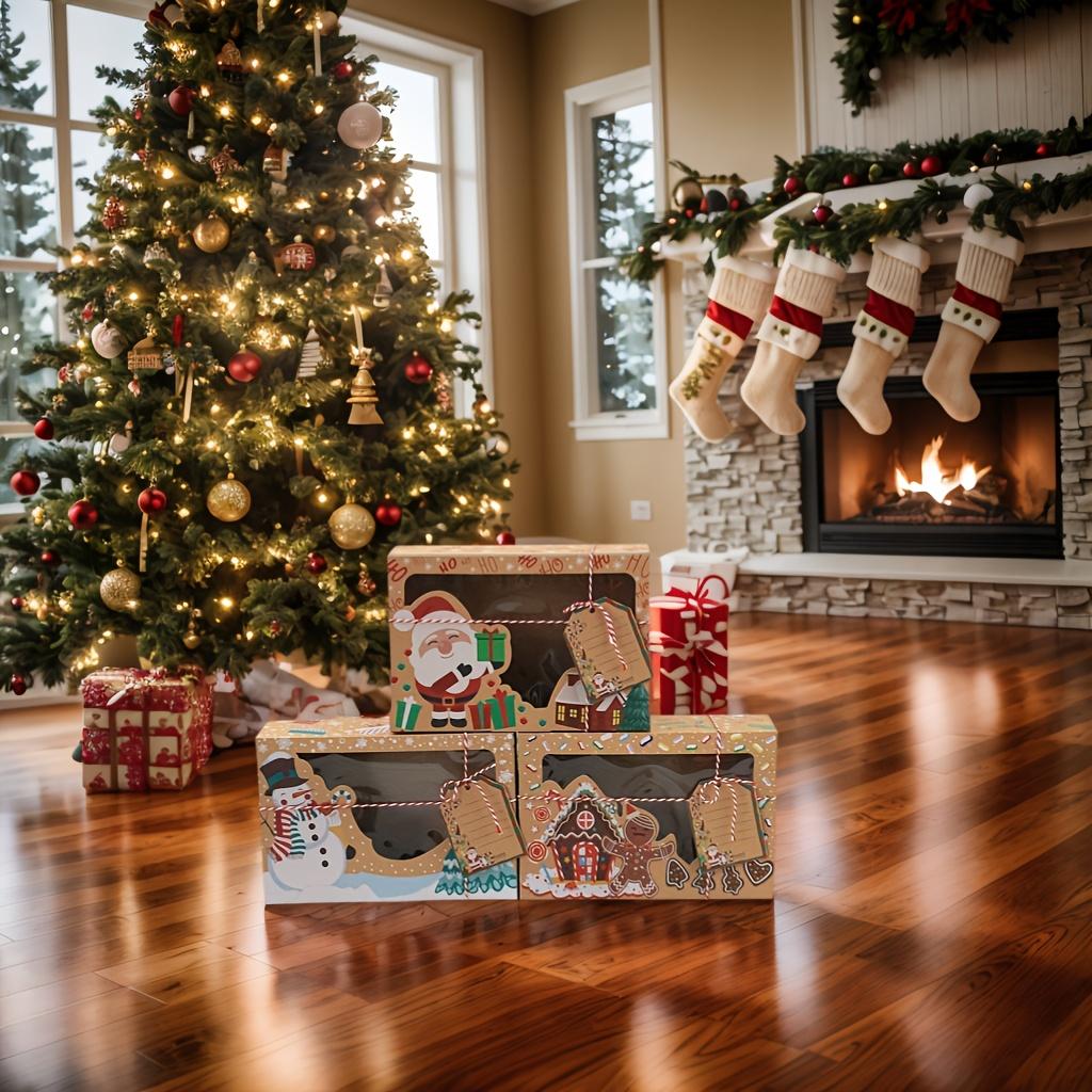 27pcs/set Christmas Gift Boxes with Clear Window - Festive Kraft Paper Packaging Containers for Various Presents, Cookie Box