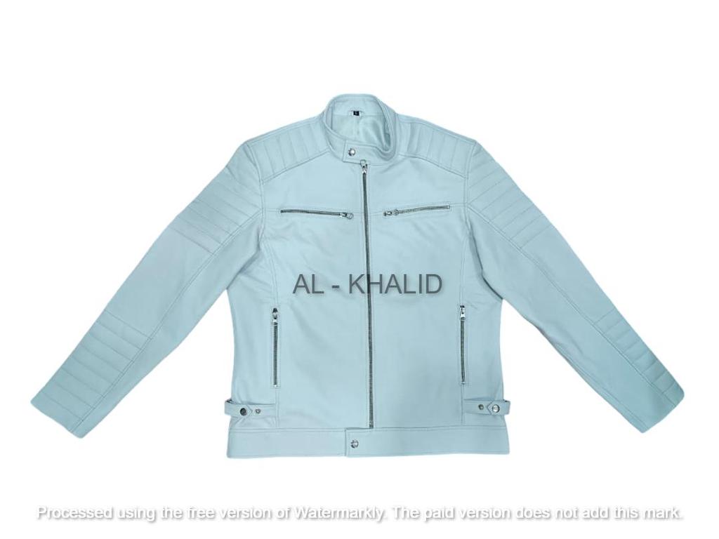 Chaqueta de cuero blanco para hombre, piel de cordero auténtica, hecha a mano, nueva chaqueta para motociclista