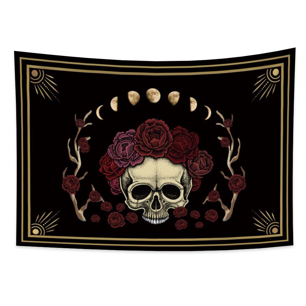 Tarot Faza Lunii Tapiserie cu flori Fluture Craniu Agățat pe perete Decor scenă psihedelică Decorare vrăjitorie Decorare cameră