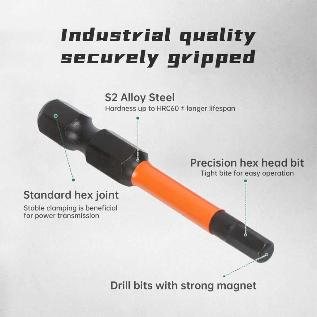 20 Stück Metrisch und Zoll S2 Legierter Stahl Magnetisches Sechskant Schraubendreher Bit Set, Länge: 50 mm