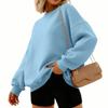 Women's Fashion Long Sleeve Solid Color Round Neck Loose Pullover Sweater Top