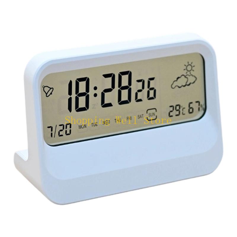 KX4B Digital Alarm Clock for Bedroom Desk Clock with Day of Week Temperature Weather Desk Clock Digital Clock Duals Alarm