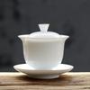 Customizable Handmade Sancai Gaiwan White Ceramic Tea Bowl - Thin-walled Kung Fu Tea Set
