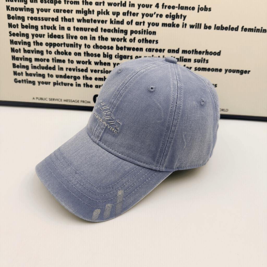 Washed and old embroidered baseball cap soft top three bars cap men's and women's retro versatile face small visor