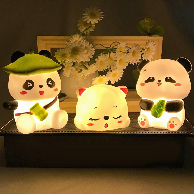 Cute Panda Sheep Rabbit Silicone Night Light USB Rechargeable Touch Dimmable Lamp for Kids Children Holiday Birthday Gift