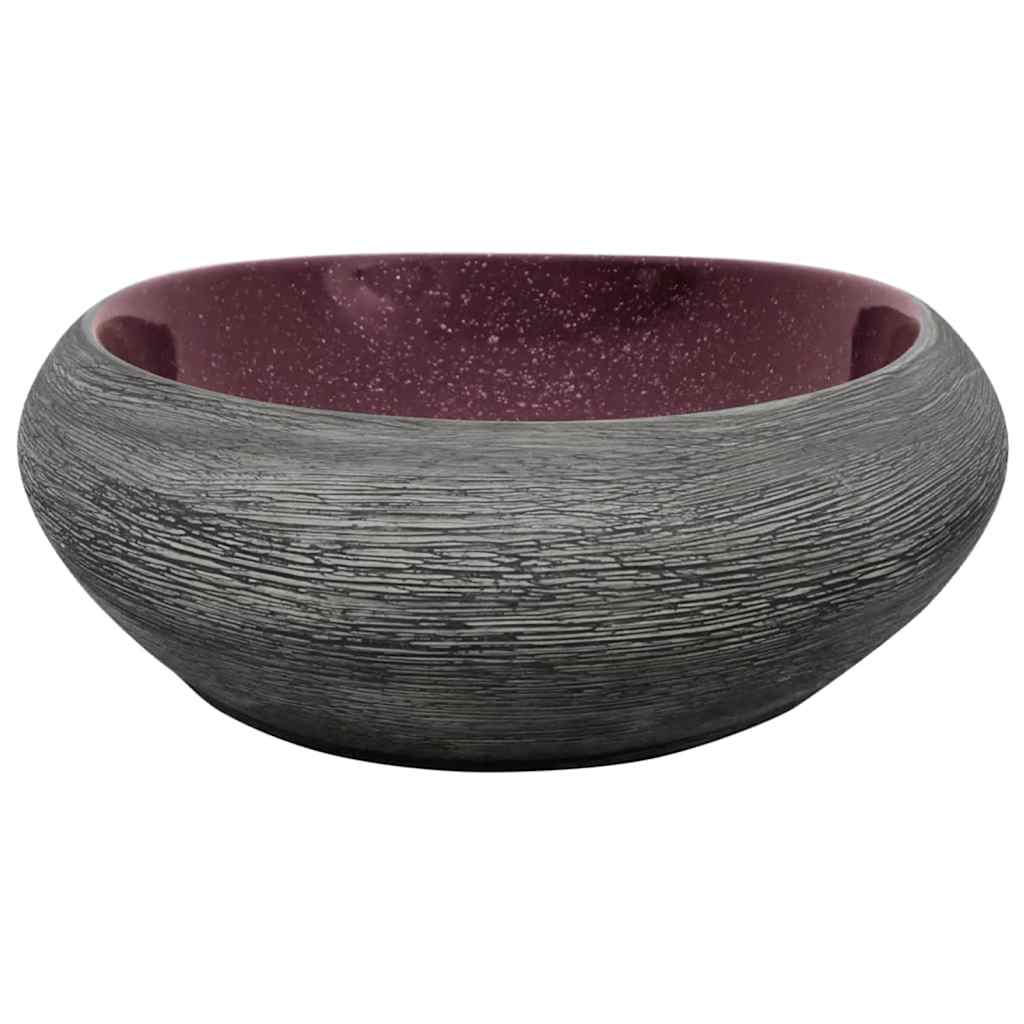 Vidaxl Countertop Washbasin, Purple-Gray, Oval, 59X40X14 Cm