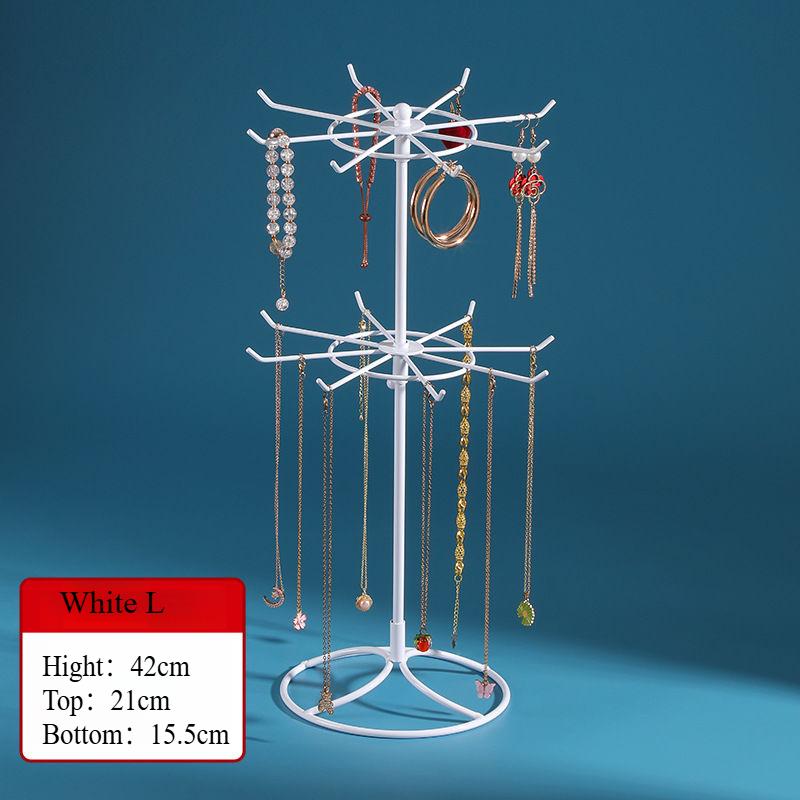 2-Tier Iron Jewelry Display Rack: Necklace Bracelet Hanging Organizer for Hand Chains & Hair Accessories Earrings Storage Stand for Jewelry