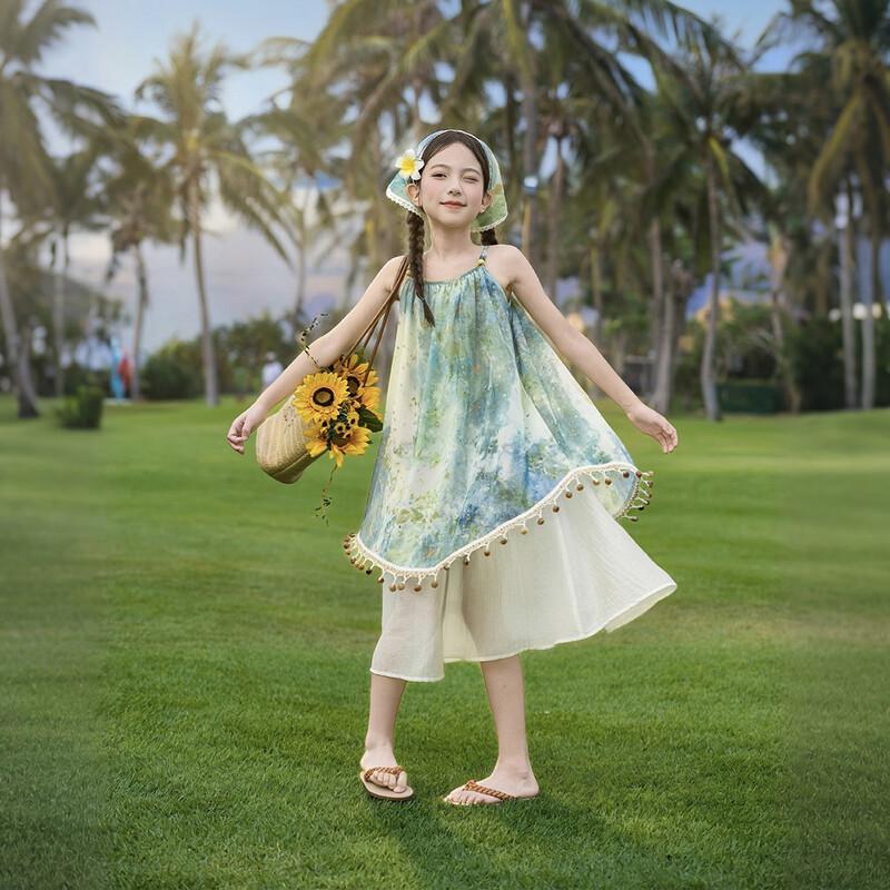 Girls Ethnic Style Sleeveless A-Line Summer Dress 140