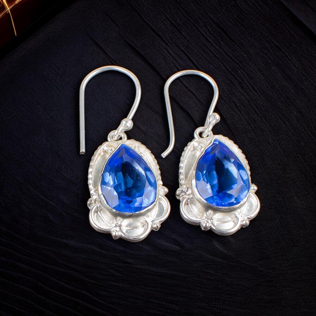 Tansanit Edelstein 925 Sterlingsilber Eleganter Schmuck Ohrringe Für Tochter EE-41-6