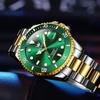 OLEVS Men's Mechanical Automatic Watch G6650 Waterproof Luminous Date Stainless Steel Green and Gold