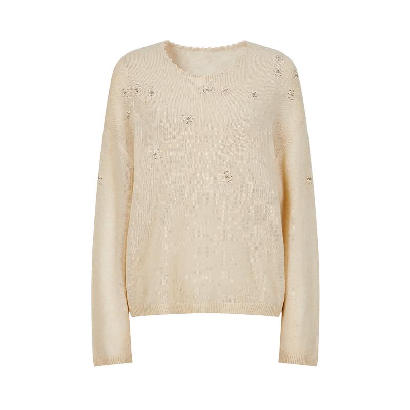 JUZI Annakol Women's Studded Floral Lyocell Wool Knit Sweater