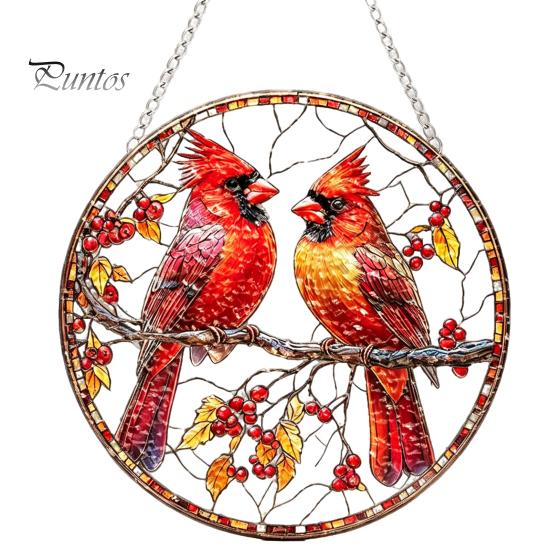 Leichtes Dekoratives Kunstobjekt Acryl-Fensteraufhänger im Buntglas-Stil, Lebensbaum & Winterwald Bunter Hängeornament Runder Sonnensammler