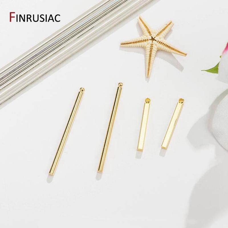 14K Goldbeschichtetes Kupfermetall 2 Arten Dünne Stäbchen Anhänger Charms für DIY Ohrringe Schmuckherstellung Zubehör Komponenten