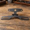 Black Iron Tag Plate Holder with Slotted Mounting Arms Foldable Folding Motorcycle Bracket