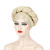 Big Braid African Female Head Wraps Bonnet Nigeria Already Made Headtie Turbante Glitter Gold Thread Fabric Turban Cap For Women